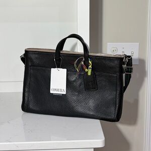 Consuela Black Leather Briefcase